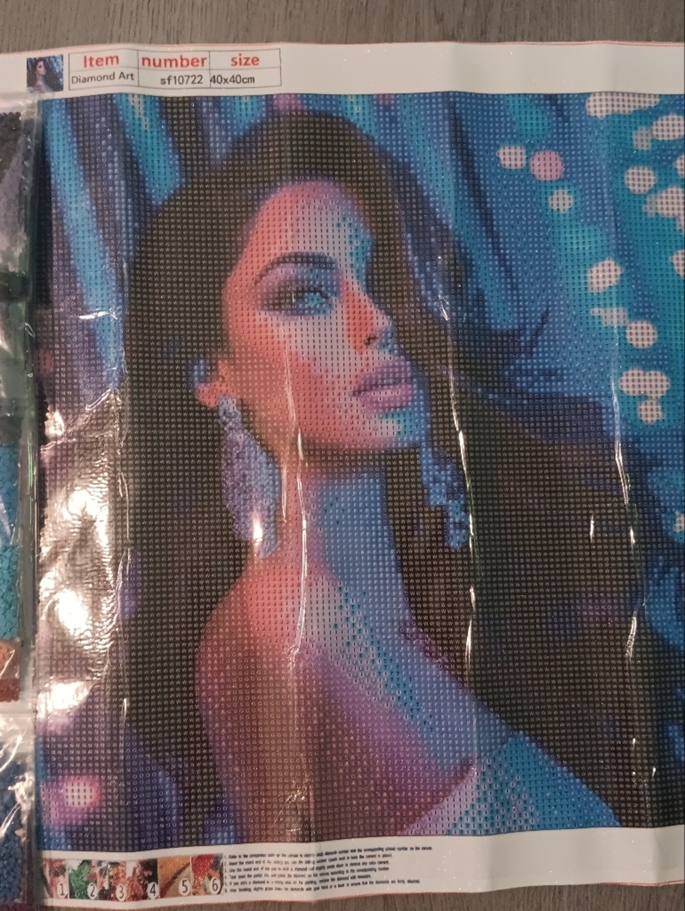 Woman Diamond Painting Canvas in Teal & Pink 40x40